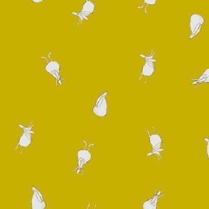Tossed Rabbits in Off White on Goldenrod Yellow (LARGE) B23003R08A