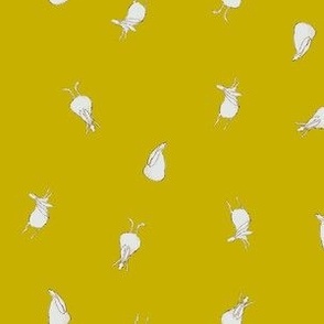 Tossed Rabbits in Off White on Goldenrod Yellow (SMALL) B23003R08A