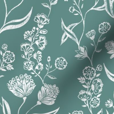 Ingrid vintage inspired floral Eucalyptus green 