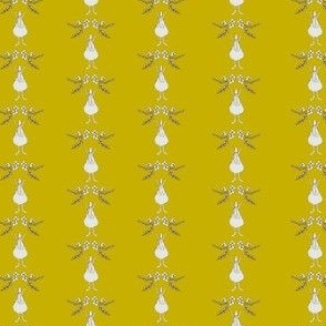 Half-Drop Rabbits with Flowers in Off White on Goldenrod Yellow (SMALL) B23004R08A