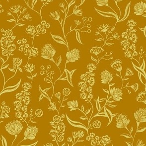 Ingrid vintage inspired floral Golden rod yellow Medium 