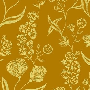 Ingrid vintage inspired floral Golden rod yellow Large