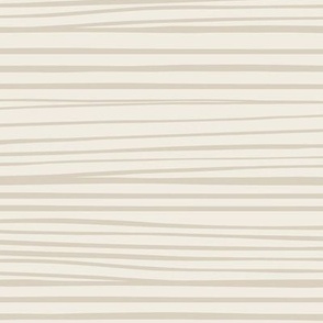 Hand Drawn Horizontal Stripes_Bone Beige, Creamy White | Contemporary Neutral Wave Wavy Stripe