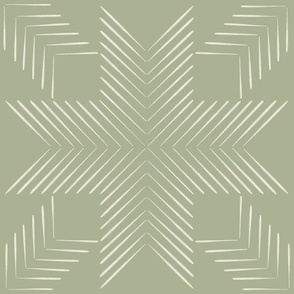 Line Geo _ Creamy White, Light Sage Green _ Geometric