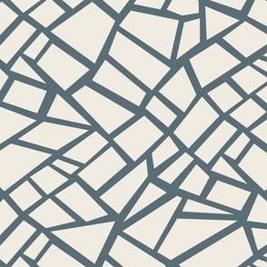 Mosaic Shapes | Creamy White, Marble Blue | Hand Drawn Blue and White Abstract Geometric