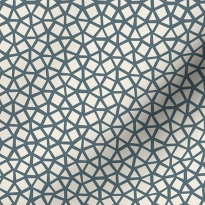 Small Mosaic | Creamy White, Marble Blue | Hand Drawn Micro Tiny Geometric