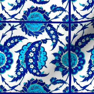 Vintage Turkish Leaf Tile No. 1 in Blue