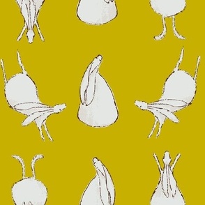 Parade of Rabbits in Off White on Goldenrod Yellow (LARGE) B23006R08C