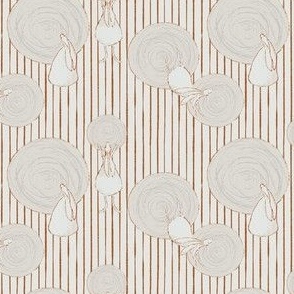 Rabbit Stripes and Circles in Soft Gray and Russet Red (SMALL) B23007R02A