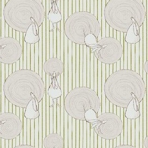 Rabbit Stripes and Circles in Soft Gray and Pea Green (SMALL) B23007R06C