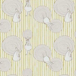 Rabbit Stripes and Circles in Soft Gray and Goldenrod (SMALL) B23007R08B