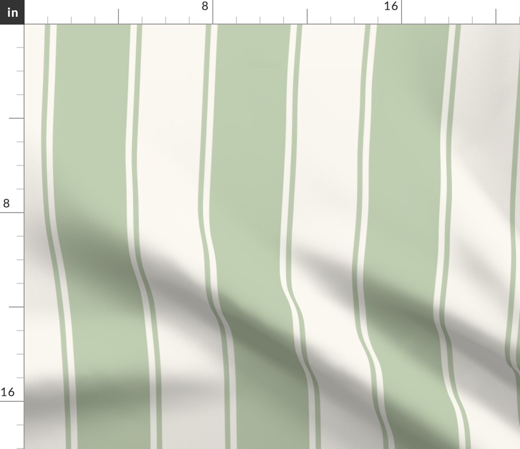 Custom KHB Soft Green and Cream Large French Awning Stripe