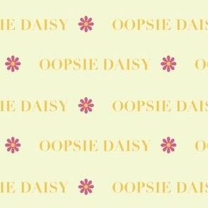 Pink Oopsie Daisy on Yellow 
