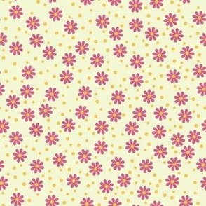 Pink Daisy Meadow on Yellow