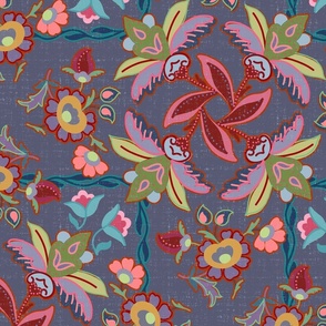 persian rotating floral multicolor on heather
