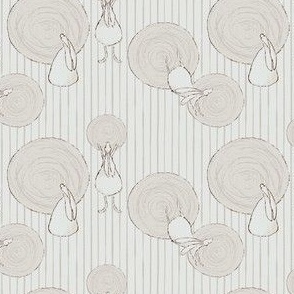 Rabbit Stripes and Circles in Off White and Soft Gray (SMALL) B23007R01B