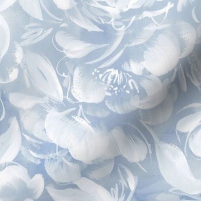 White watercolor wedding peonies on blue background