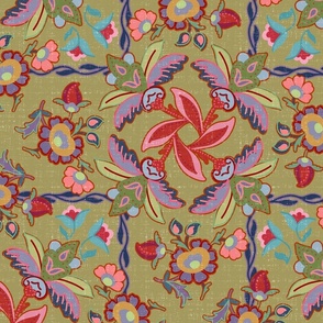 persian rotating floral multicolor on honey