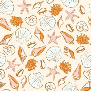 Boho, neutral Summer seashells