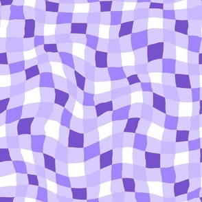 Wavy Purple Checker Print