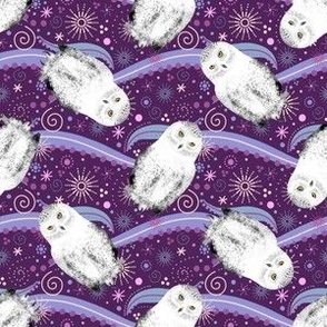 Tossed Snowy Owls Razzle Dazzle, Purple