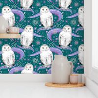 Snowy Owls Razzle Dazzle, Deep Teal