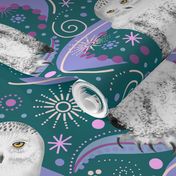 Snowy Owls Razzle Dazzle, Deep Teal