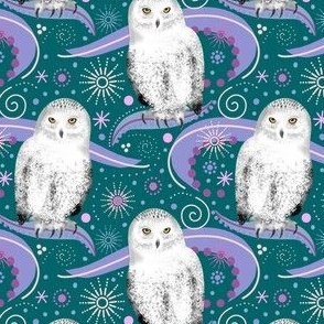 Snowy Owls Razzle Dazzle, Deep Teal