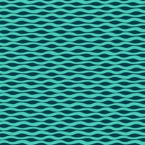 RIPPLES Abstract Ocean Waves Minimalist Tropical Sea Graphic Coordinate in Turquoise on Dark Blue - SMALL Scale - UnBlink Studio by Jackie Tahara