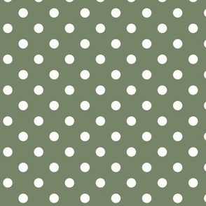 Dark Dotty: Dark Sage Green Polka Dot, Sage & White Dotted