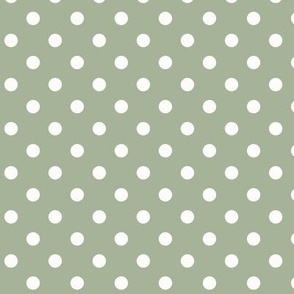 Dark Dotty: Medium Sage Green Polka Dot, Sage & White Dotted