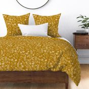Ingrid Vintage Inspired  floral  Marigold yellow Large