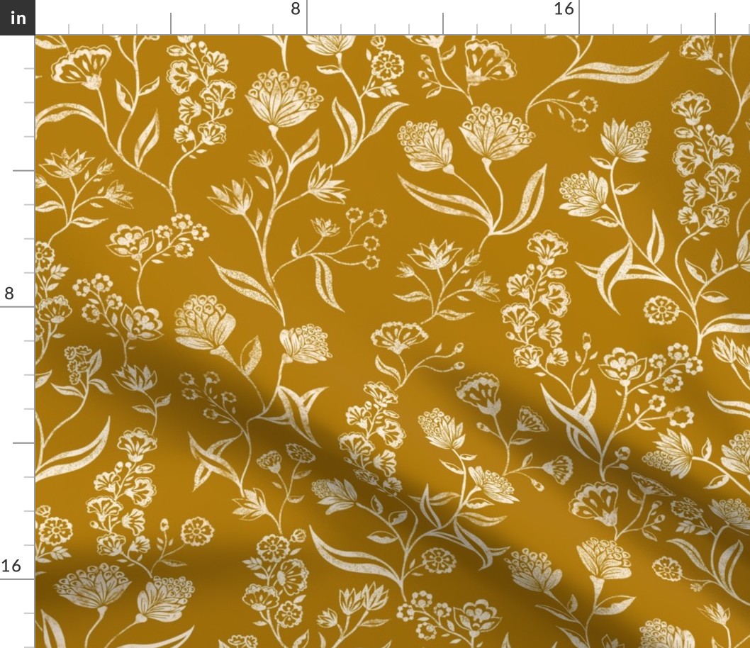 Ingrid Vintage Inspired  floral  Marigold yellow Large