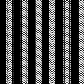 Lightning Bolt Ticking Stripe - White Black