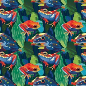 Hockney-Inspired Frogs