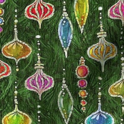 Batik Tree Ornaments -- in reds and greens