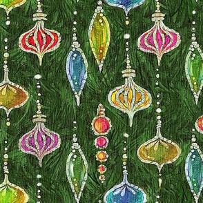 Batik Tree Ornaments -- in reds and greens