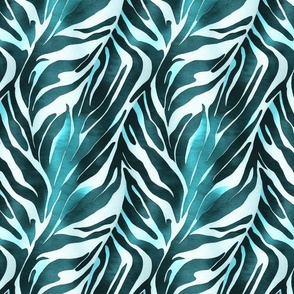 Safari Style Elegant And Fashionable Animal Print Pattern In Bright Turquoise Teal Smaller Scale