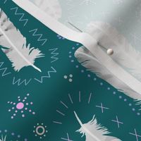 Dazzling Snowy Owl Feathers, Teal