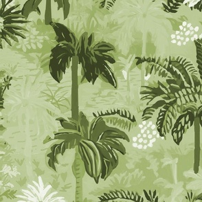 Abstract Palm Tree Jungle by kedoki in Green Toile