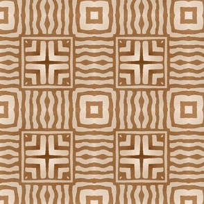 Organic Shapes Tribal Mudcloth Pattern Terracotta Brown And Beige Smaller Scale