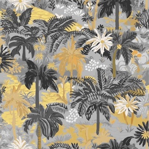 Abstract Palm Tree Jungle by kedoki in Gold and Gray and White and Black