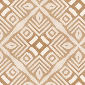Organic Shapes Tribal Mudcloth Pattern Terracotta Brown And Beige
