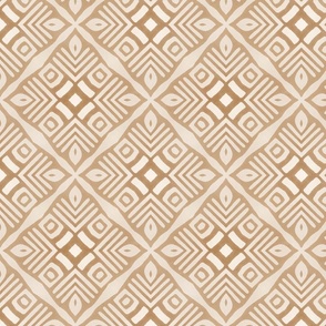 Organic Shapes Tribal Mudcloth Pattern Terracotta Brown And Beige