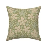 Four-leaf clover in liberty style - Green and white soft floral design - Small Size