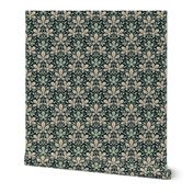 Four-leaf clover in liberty style - Black and white floral design - Small Size