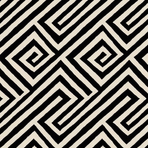 African Inspired Mudcloth Pattern Black And Ivory Smaller Scale