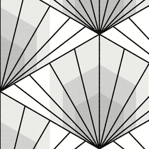 Hex Deco Sunrise XL 24 wallpaper scale in custom monochrome black and white by Pippa Shaw