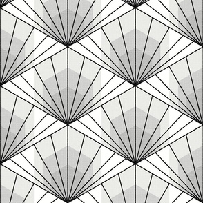 Hex Deco Sunrise L 12 wallpaper scale in custom monochrome black and white by Pippa Shaw