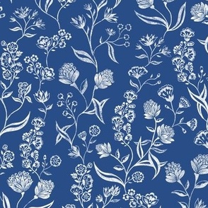 Ingrid vintage floral-inspired in True Blue Medium